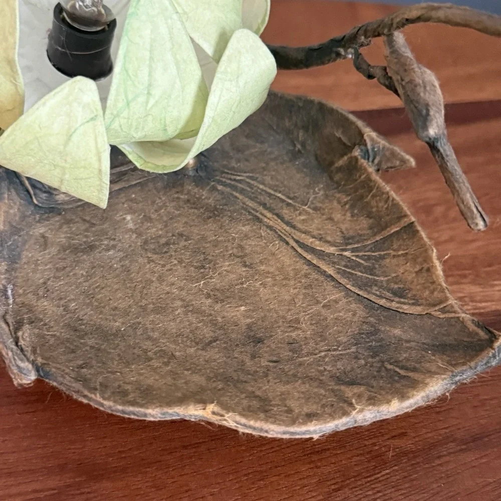 Korean Hanji Mulberry Paper Touch Lamp‎ Leaf Flower Accent Light Soft Green